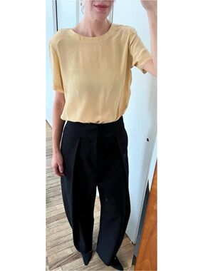 Vintage 1980s Anna & Frank 100% Silk Butter Yellow Blouse Classic Quiet Luxury M